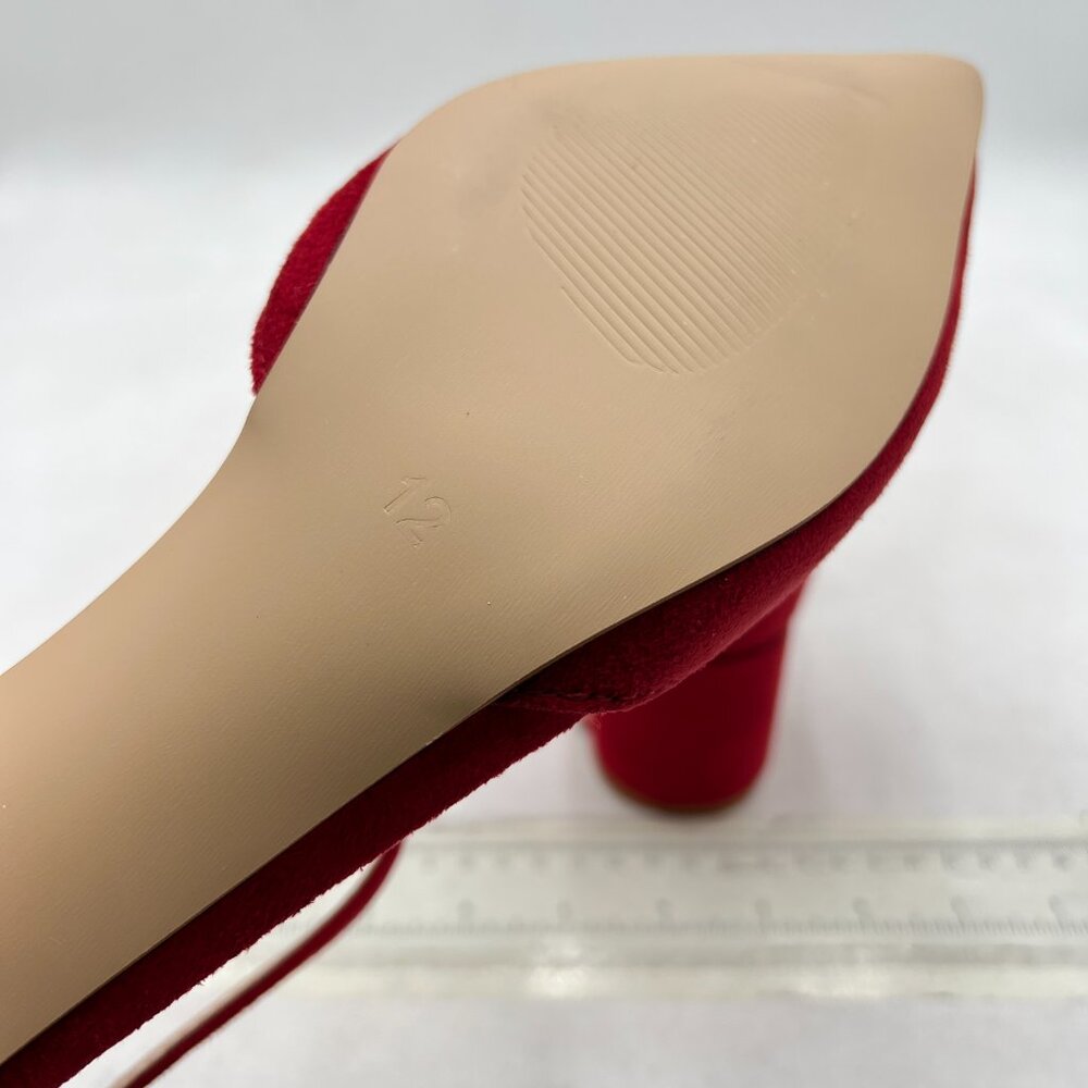 T-Strap Red Block Heel Pumps - Picture 6 of 8